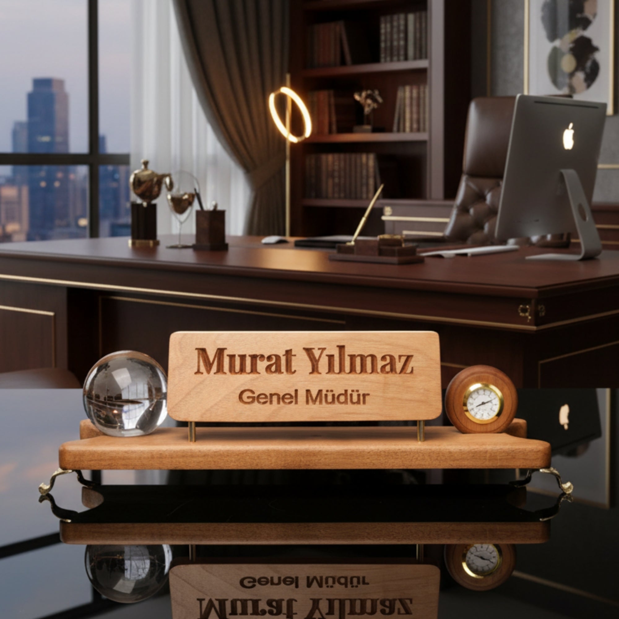 Triarch Solid Wood & Brass Desk Set – Prestigious Office Accessory