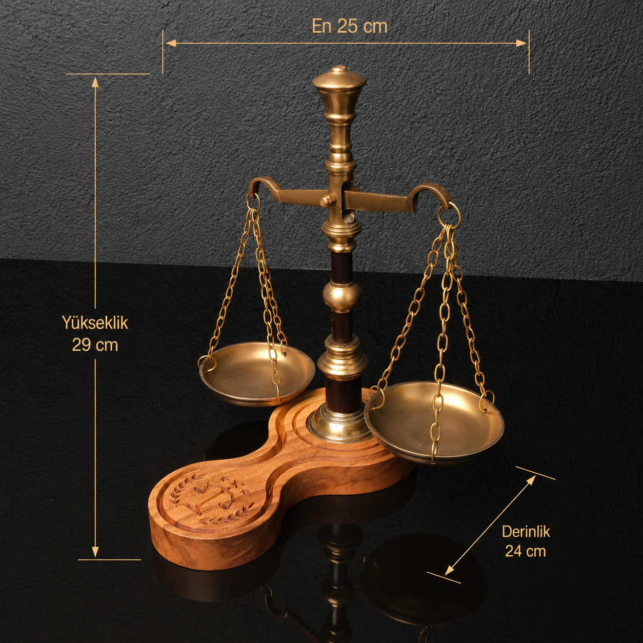 Themis – Masif Ahşap ve Pirinç Hukuk Terazisi