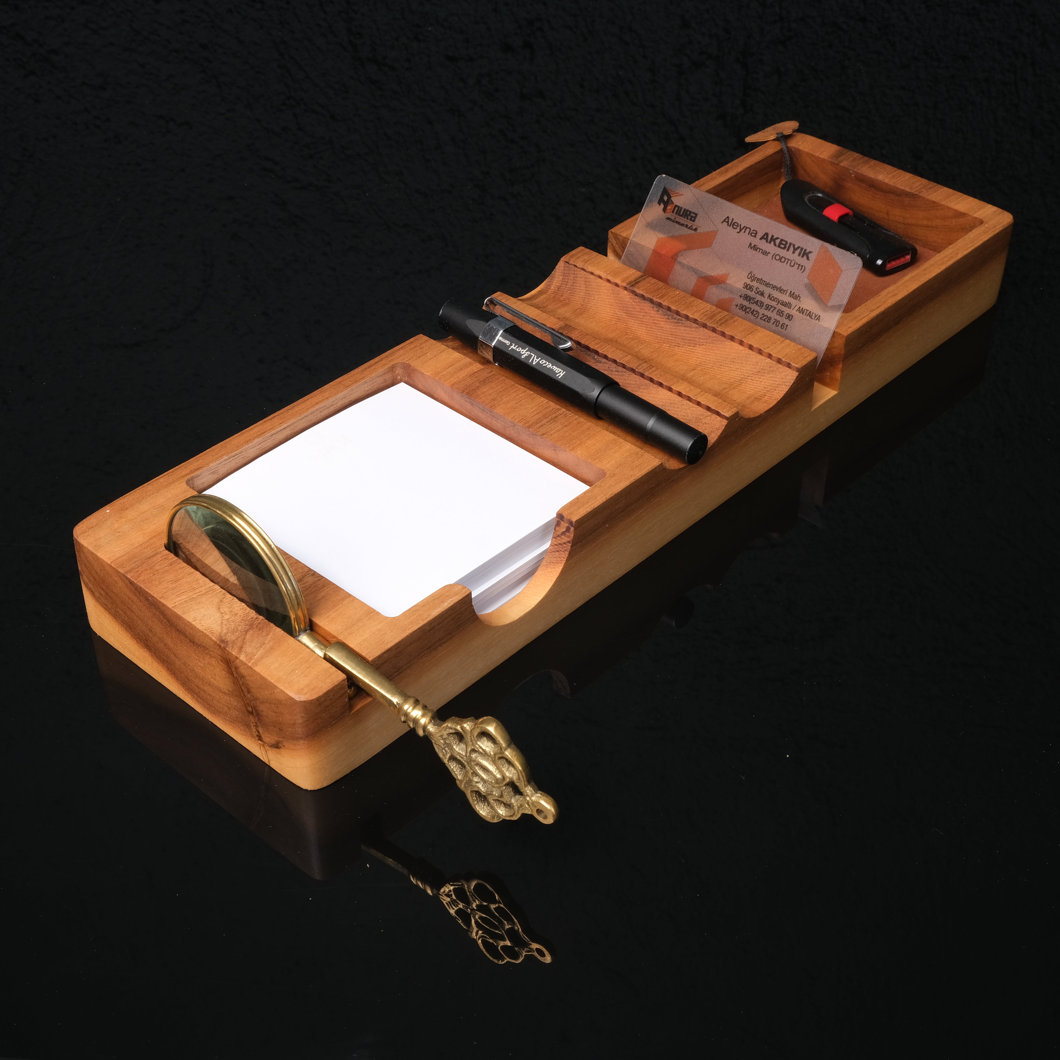 Triarch Solid Wood & Brass Desk Set – Prestigious Office Accessory