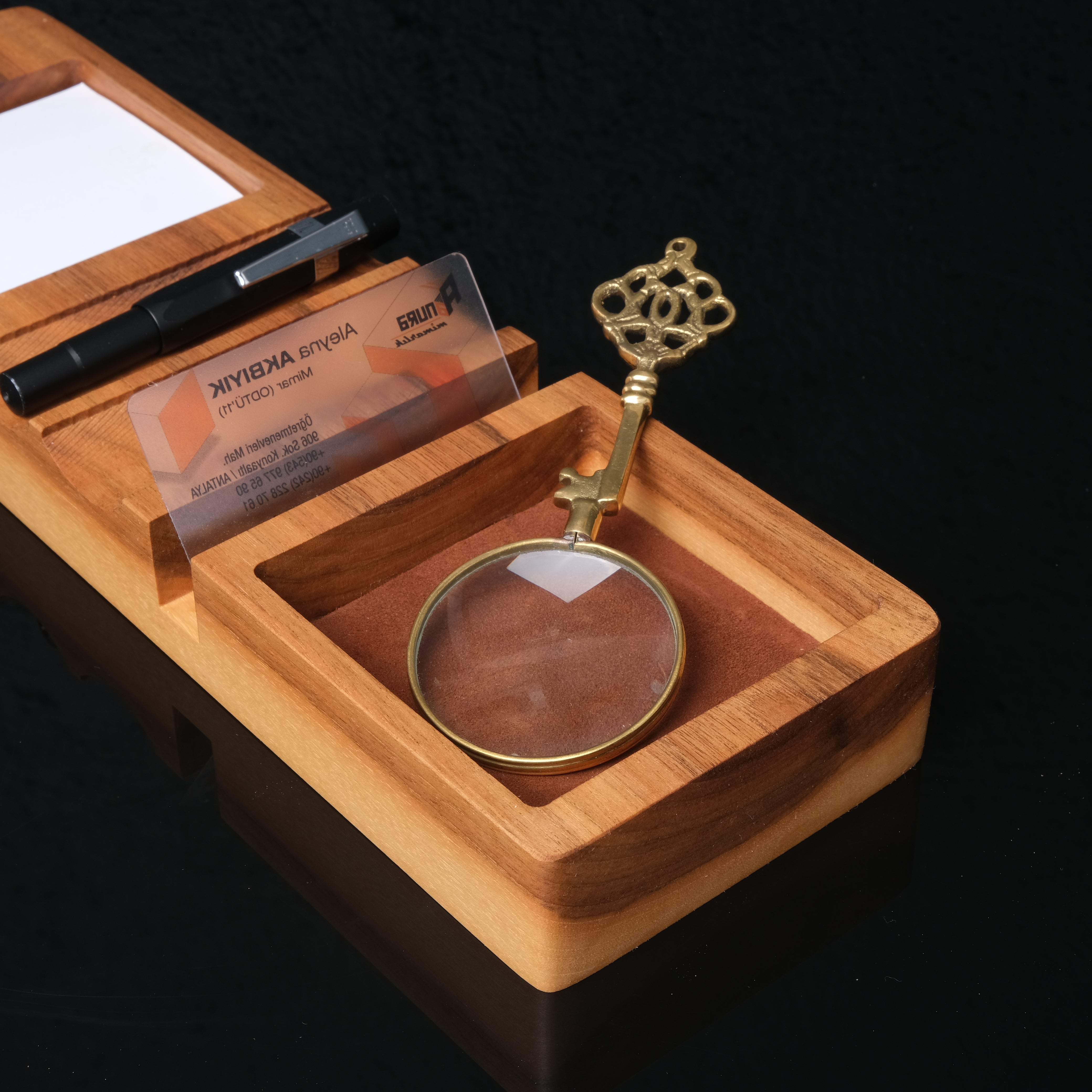 Triarch Solid Wood & Brass Desk Set – Prestigious Office Accessory