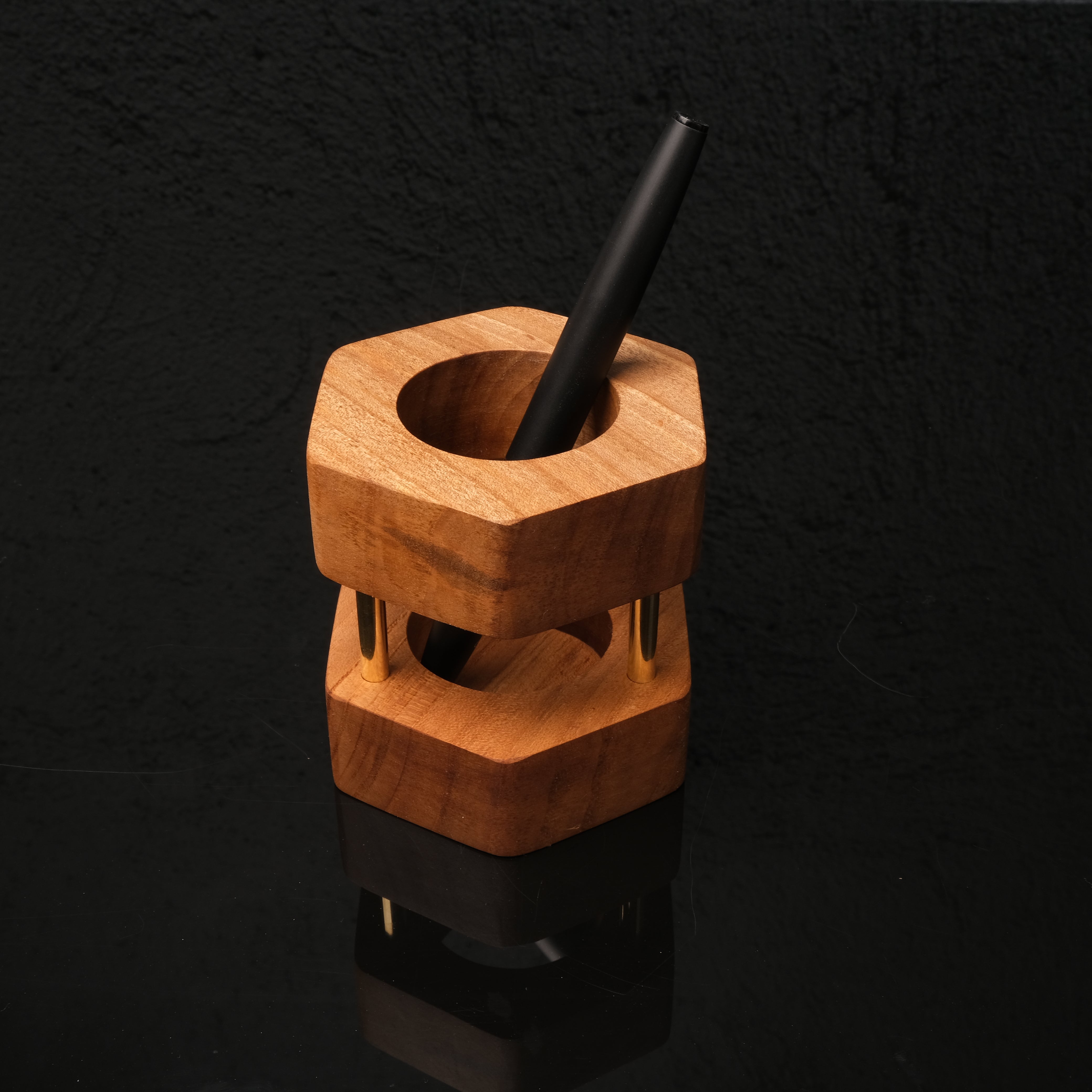 ASYMMETRIC WOODEN PEN HOLDER