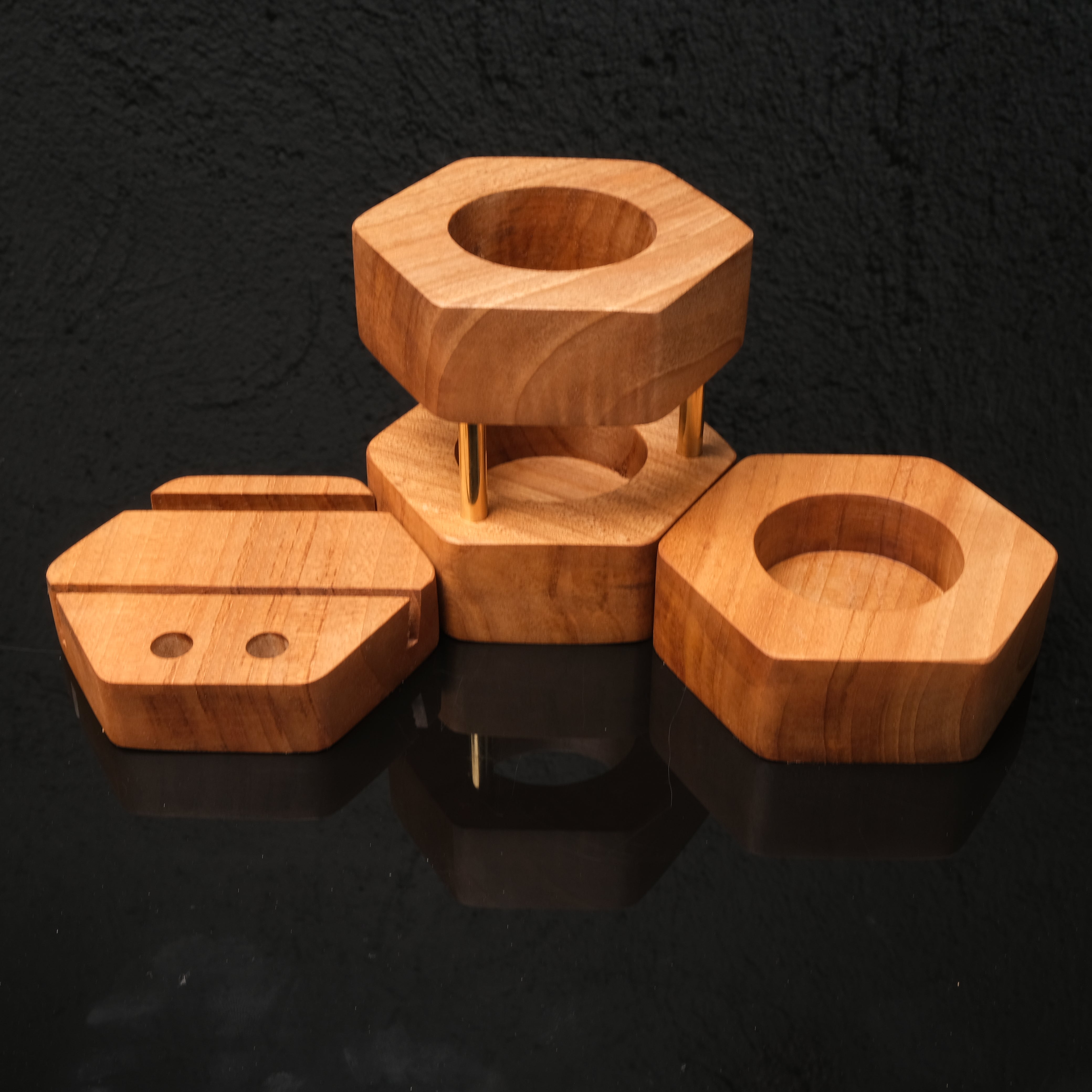 ASYMMETRIC WOODEN PEN HOLDER