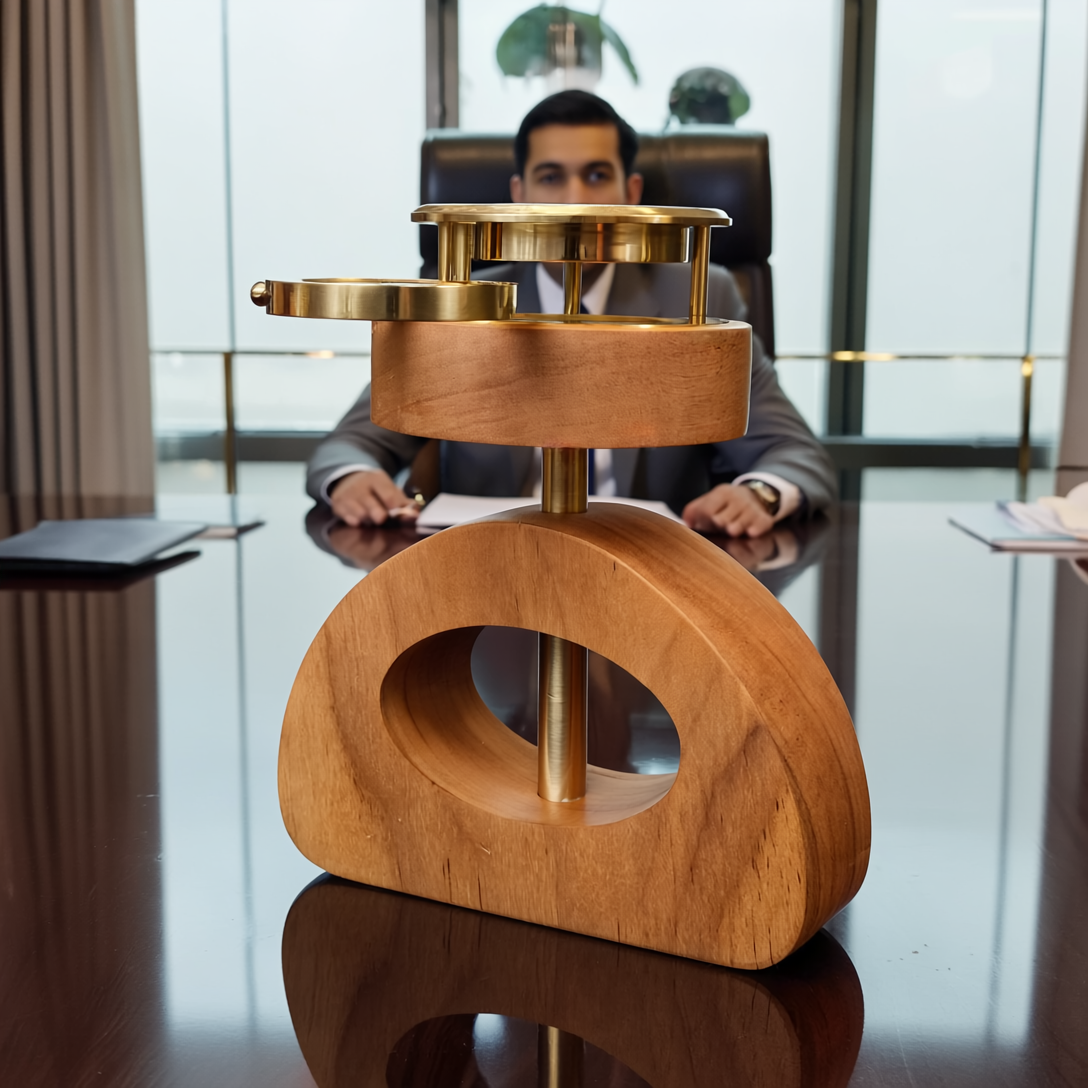 Triarch Solid Wood & Brass Desk Set – Prestigious Office Accessory