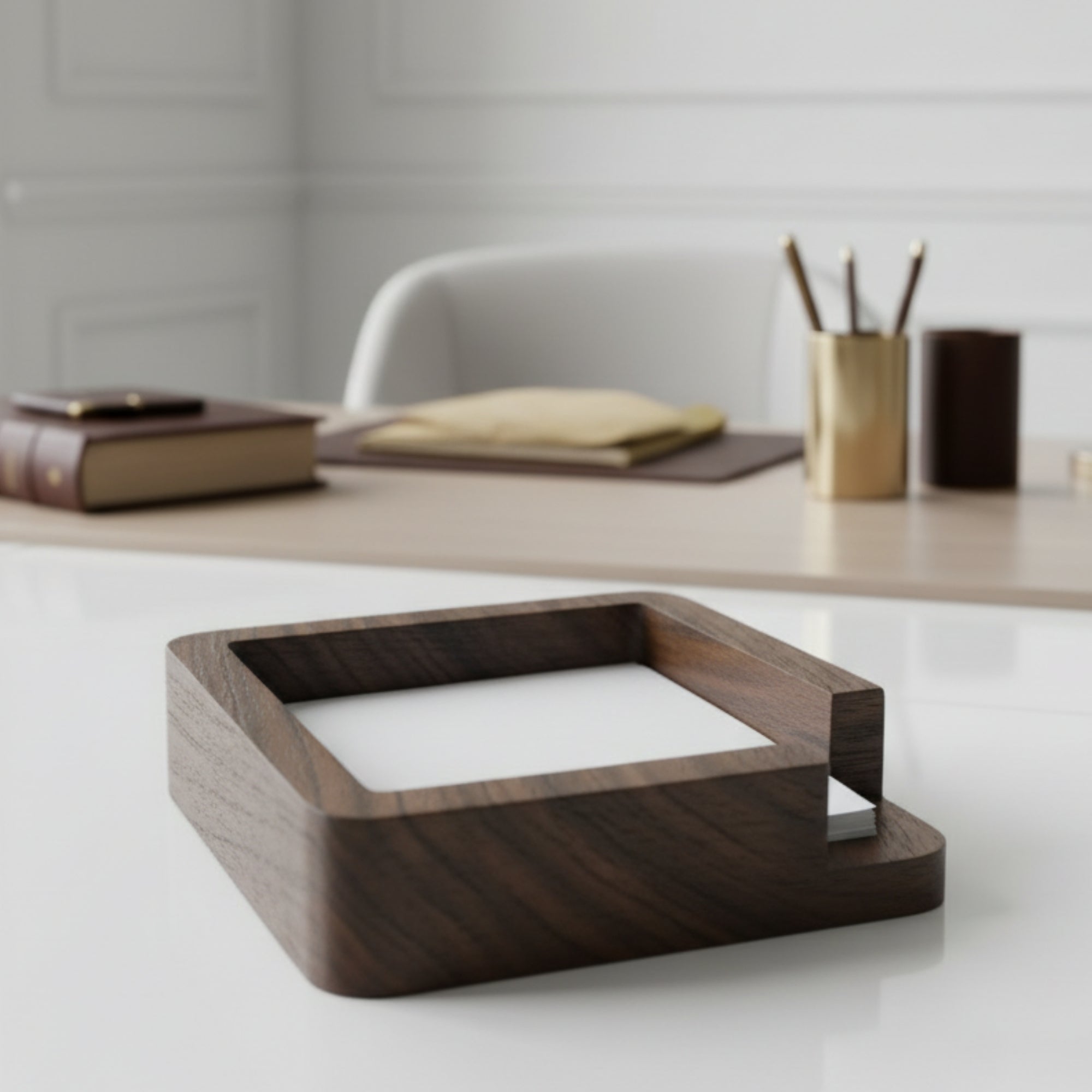 ASYMMETRIC WOODEN PEN HOLDER