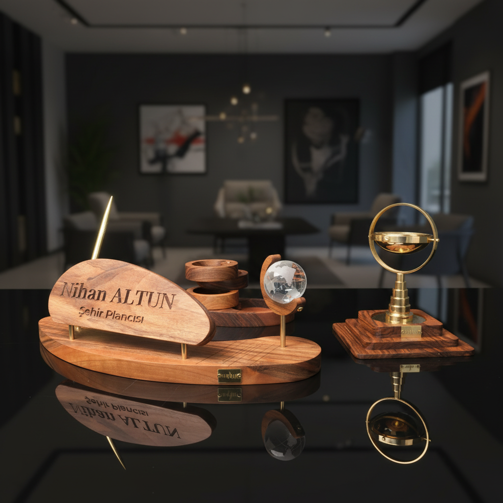 Triarch Prestige 3'lü Set –  Ceviz & Pirinç Yönetici Masa Seti