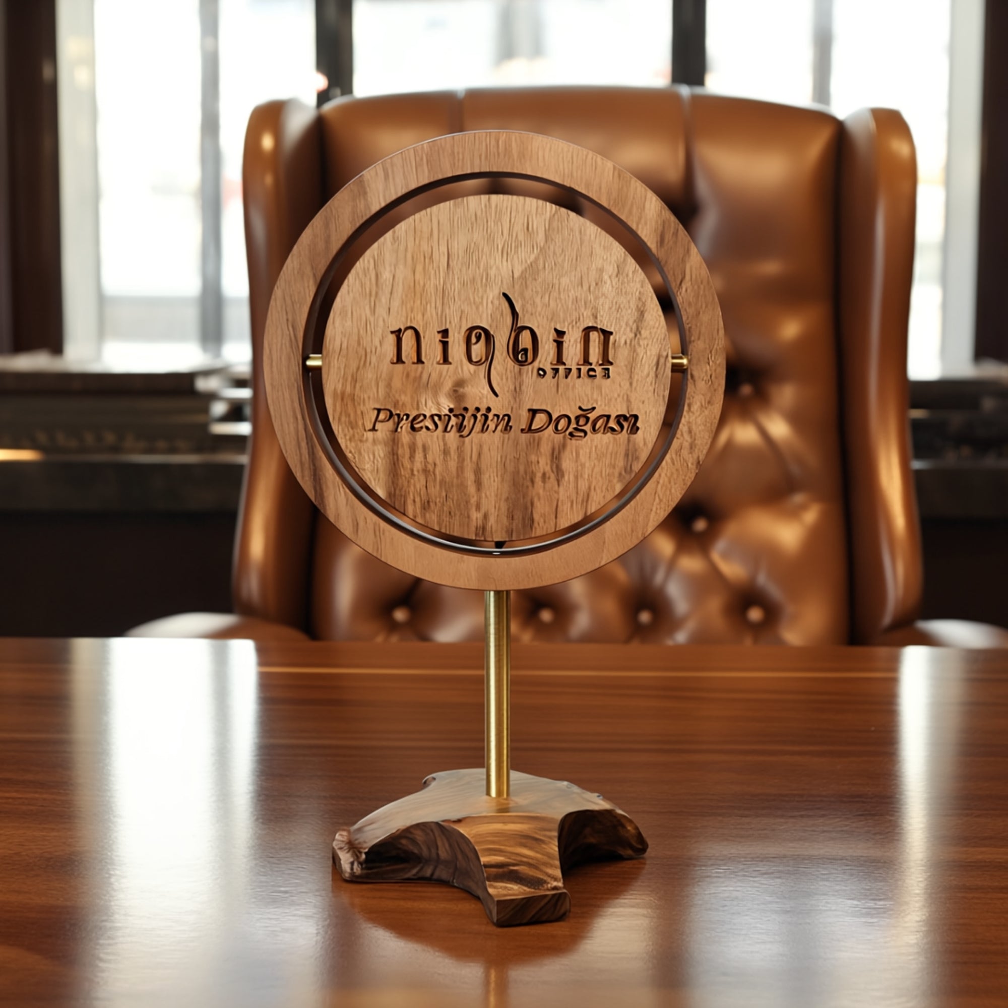 Triarch Prestige Executive Set – 10 Parça El Yapımı Ceviz & Pirinç Yönetici Masa Seti