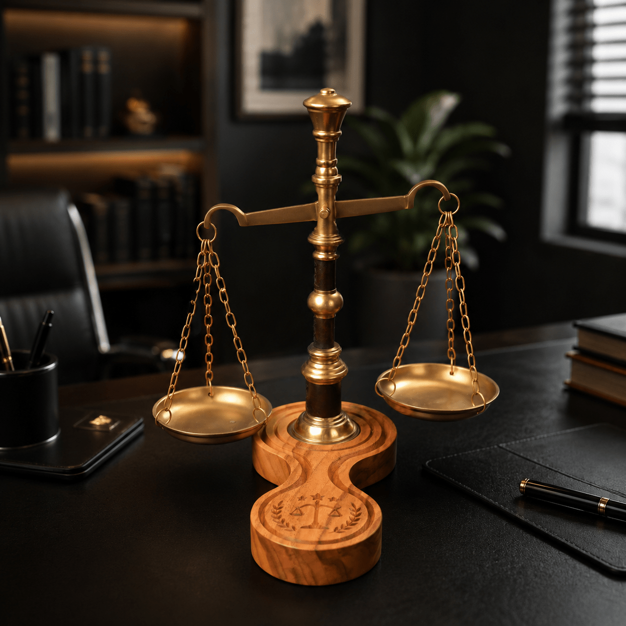 Themis – Masif Ahşap ve Pirinç Hukuk Terazisi - Niqbin Office